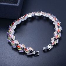Trapezoidal Multi Color Cubic Zirconia Bracelets For Women Engagement Wedding