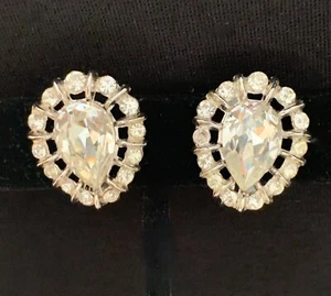 Crown Trifari Rhinestone Earrings - Picture 1 of 4