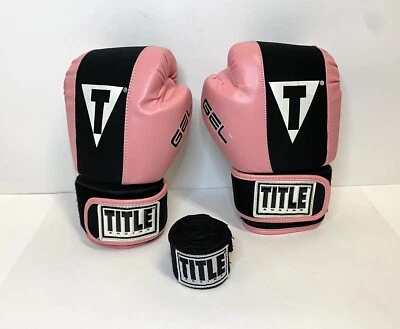 Guantes de Boxeo TITLE Gel, Rosa-Negro-Blanco, Talla Pequeña- Protección Seguridad Foto 1 de 4