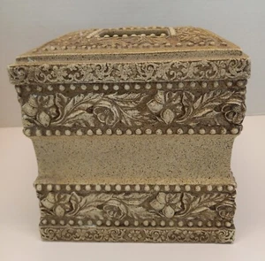 Chris Madden Home Collection Tissue Box Cover Ceramic Frieze JC Penney Embossed - Picture 1 of 14