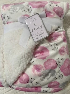 Zak & Zoey Coperta Neonato Rosa Grigio Floreale Bambina 30"x40" Nuova #101 - Foto 1 di 8