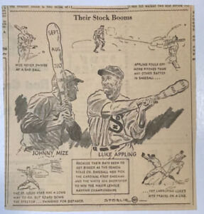 1940 newspaper panel "Their Stock Booms" - Johnny Mize NYG, Luke Appling Boston
