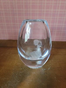 Vintage Kosta Boda Clear Bud Vase Etched Girl signed MCM 4 3/4" Tall - Picture 1 of 11