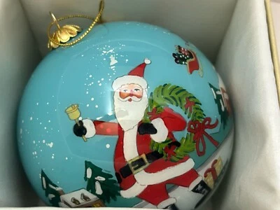 Mercado Mundial Li Bien Santa Felices Fiestas Vidrio Azul ADORNO COLECCIONABLE 2022 Foto 1 de 4