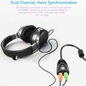 USB Audio Adapter External Stereo Sound Card with 3.5mm UK Headphone and D5P6 - Photo 1/10
