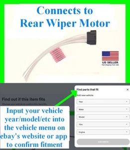 fit 1999-2010 Grand Cherokee Jeep Rear Wiper Motor Connector Plug Pigtail Wiring - Picture 1 of 1