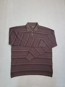 Bachrach Pullover Herren L Henley braun lila Streifen Wollmischung italienisch eklektisch - Bild 1 von 13