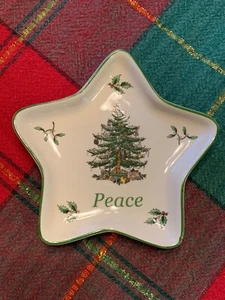 Spode 5" Árbol de Navidad Estrella de la Paz Plato Nuevo Sin Caja Porcelana Caramelos Baratilla - Imagen 1 de 1