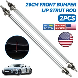 2pc Adjustable Front Bumper Lip Splitter Strut Rod Tie Support Bar Spoiler - Picture 1 of 10