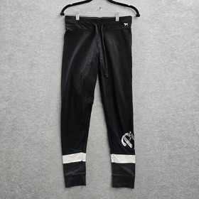 PINK Victoria's Secret Women Activewear Pants M Black White Colorblock Jogger