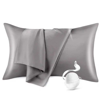 Funda de almohada Momelo 100 % pura seda morera gris oscuro tamaño estándar 20x26 1 pieza Foto 1 de 4