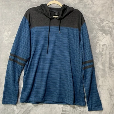 Burnside 男式 XL 连帽衫长袖蓝色希瑟条纹休闲运动服 — 第 1/4 张图片