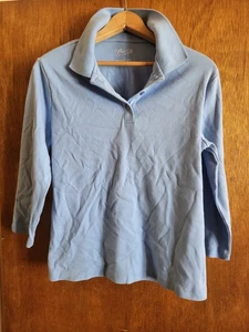 Ultra Soft Long Sleeve Polo Uniform Shirt L Blue - Picture 1 of 3
