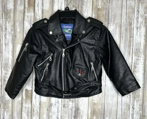 Outdoor Habitat Faux Leather Biker Jacket Embroidered USA Eagle Kids Size 5T - Picture 1 of 12