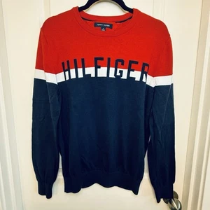 VTG Tommy Hilfiger Men’s Lightweight Sweater Red White Blue American Preppy - Picture 1 of 6