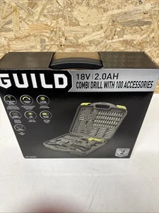 Guild Cordless Impact Drill 1.5AH Battery & 100 Accessories - 18V New - Picture 1 of 4