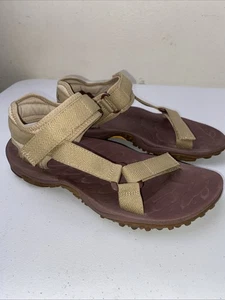 MERRELL Kahuna Earthday Women’s Size 7 Tan Shoes Sandals Hook Loop Vibram Soles - Picture 1 of 5