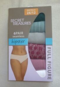 New Womens size 2X (12) Secret Treasuries 6 pack Assorted Hipsters Seamless
