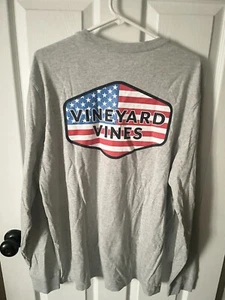 Men’s Vineyard Vines Long Sleeve Red White & Blue American Pocket Tee Shirt SZ L - Picture 1 of 3