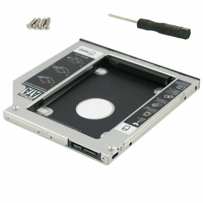 12.7mm Universal for SATA 2nd HDD SSD Hard Drive Caddy CD/DVD-ROM Optical Bay US - Image 1 of 4