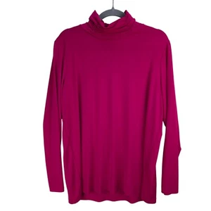 Susan Graver Womens Turtleneck Shirt Size Large Pink Classic Career Barbiecore - Picture 1 of 7