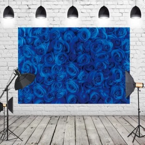 7x5ft Blue Rose Flower Wall Backdrop Blue Rose Floral Backdrop for Wedding Br... - Picture 1 of 7