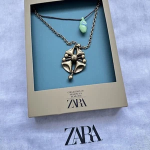 New Zara Two Pack of Glass Bead Golden Boho Necklaces 1856/916 - Picture 1 of 6