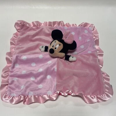 Disney Babies Minnie Mouse Baby Lovey Security Blanket Pink Polka Dots - Image 1 of 4