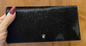 CAROLINA HERRERA BLACK PONY HAIR WALLET RARE - Picture 1 of 7