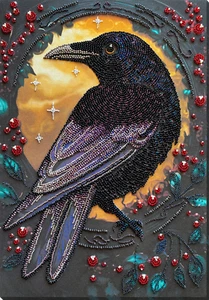 Bead Embroidery Kit "Black raven" size 9.8"x13.8" / 25.0x35.0 cm - Picture 1 of 7