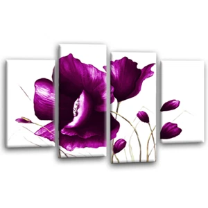 Floral Wall Art Purple Living Room Bedroom Framed Canvas Picture Ready to Hang - Picture 1 of 6