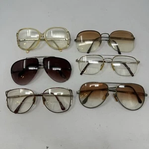 Vintage 6 Pc Lot Asst Grab Bag Men's Metal Eyeglass Sunglasses Frame Lot Stetson - Picture 1 of 15