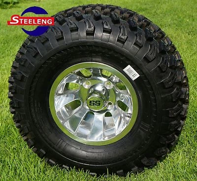 GOLF CART 10" POLISHED SILVER BULLET WHEELS and 22" ALL TERRAIN TIRES(SET OF 4)  Foto 1 de 4