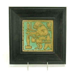 Grueby Pottery Faience 6x6 potter wool spinner tile Arts & Crafts matte green - Picture 1 of 6