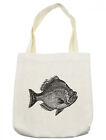 Ambesonne Fish Theme Tote Bag Reusable Linen Sack Shopping Books Beach