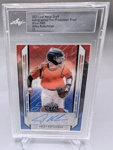 ADLEY RUTSCHMAN 2021 LEAF METAL DRAFT WAVE RWB AUTO 1/1 PRE PROOF O'S ROOKIE - Bild 1 von 2