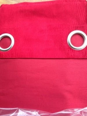 John Lewis EMBOSSED WAVE Faux Silk Lined CURTAINS 167 x 228 cm 66" x 90" Red NEW - Image 1 of 4