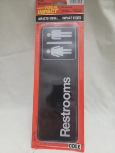 Cole Self Stick Sign 3"x 9" 76x229mm Restroom Unisex - Picture 1 of 4