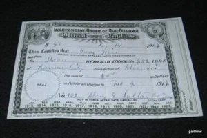 IOOF 1914 SLOAN REBEKAH LODGE #482 ODD FELLOWS DUES SLIP KANSAS CITY, MISSOURI - Picture 1 of 1