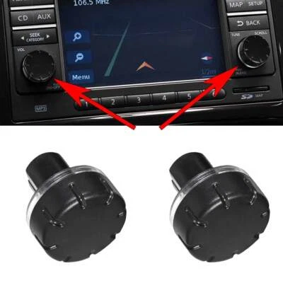 2PCS Radio Knob Button Volume Tuner Cover For NISSAN QASHQAI JUKE X-TRAIL NOTE - Image 1 of 4