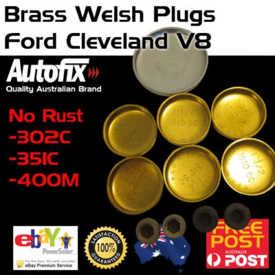 Brass Welch Welsh Freeze Core Plug Set Gallery Kit Fits Ford Cleveland 302 351 - image 1 of 3