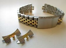 Steel-gold 17.1 mm bi-color stainless steel watch bracelet N.O.S. 