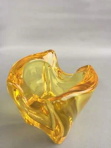 Vintage Crystal Yellow Ashtray - Picture 1 of 6
