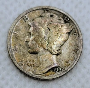 1934 Philadelphia Circulated Silver Mercury Dime - Picture 1 of 4