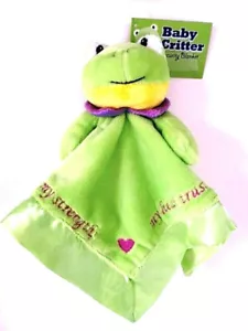 Security Blanket Baby Critter Green Frog Christian Scripture Plush Embroidery - Picture 1 of 3
