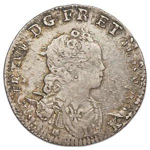 Francia Louis XV 1/10 ECU 1716 H La Rochelle Guardinfante Argento Dy.1654A - Imagen 1 de 2