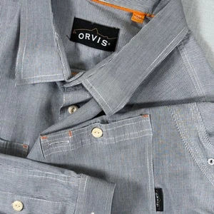 Orvis Trout Bum Shirt Mens XXL Seersucker Long Sleeve Button Up Fly Fishing - Picture 1 of 13