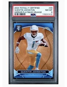 2024 Totally Certified Orange Mirror /99 Quentin Johnston LA Chargers PSA 8 - Picture 1 of 2