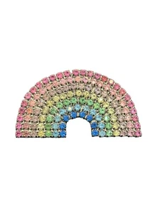Broche prendedor Dorothy Bauer arco iris colorido estrás pastel tono plata vintage - Imagen 1 de 14