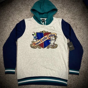 New MICKEY MOUSE BRAVE LITTLE TAILOR HOODIE sweatshirt disney EMBROIDERED LOGO - Picture 1 of 9